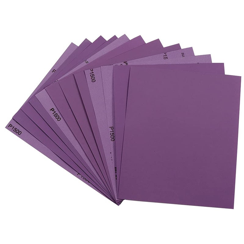 Arilier Sandpaper 1500 Grit, Wet Dry Sanding Sheets 9 x 11 Inch, Advanced White Fused Alumina Abrasive Sander Paper for Wood Furniture Finishing, Metal Sanding, Automotive Polishing, 12-Sheets - Image 1